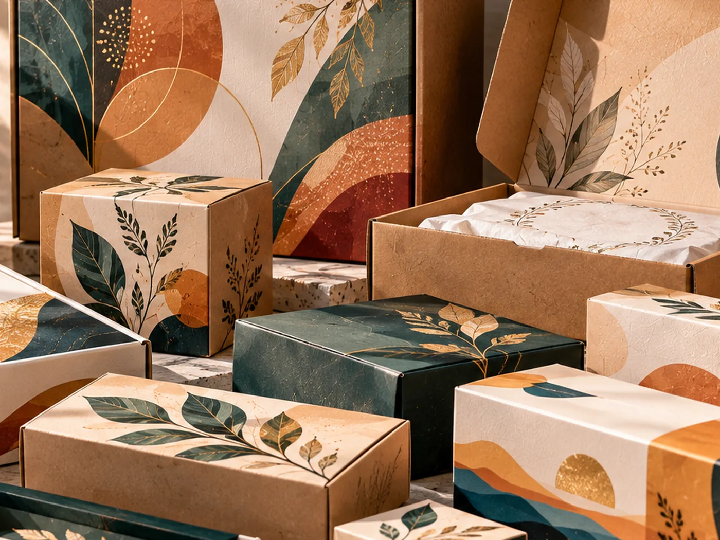 Printed packaging box detail with printed board finish
