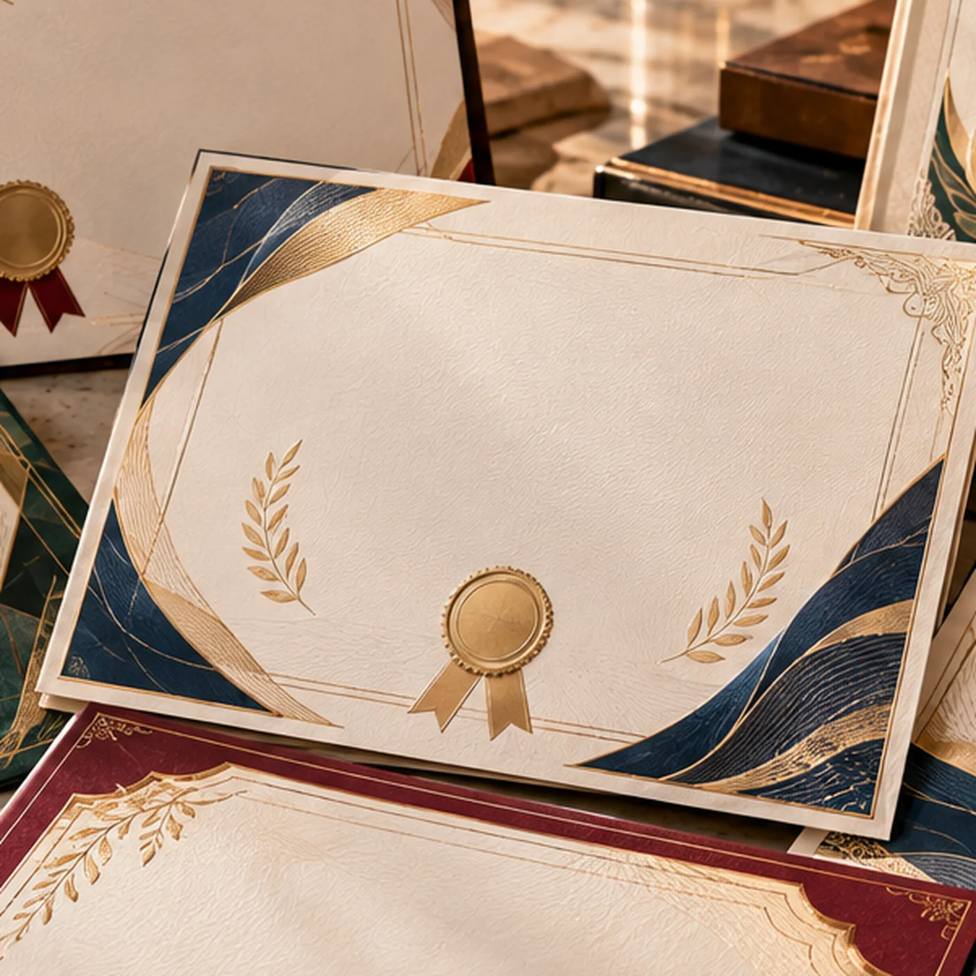 Foil-stamped event print with an embossed border