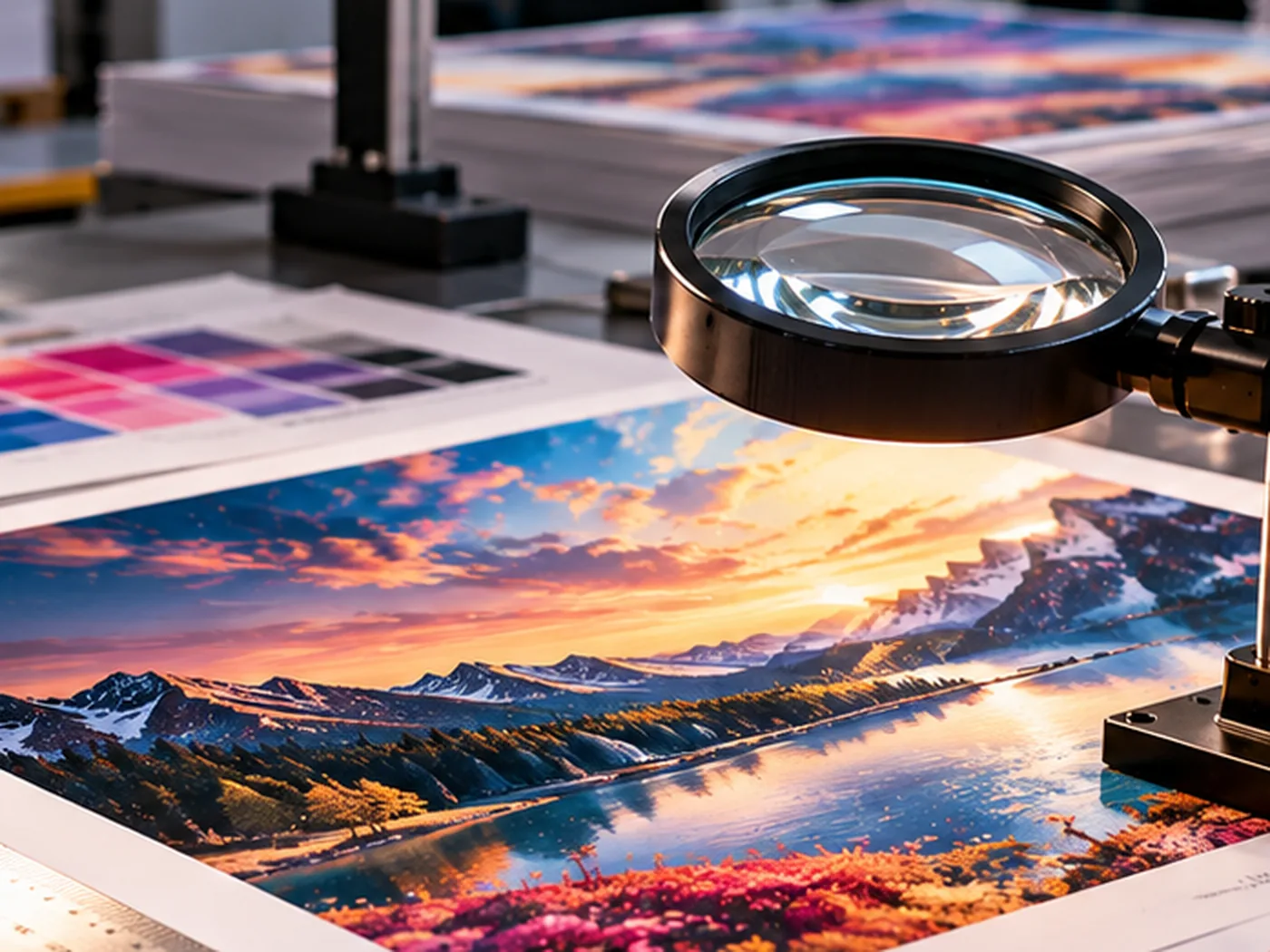 Printed sheets inspected under controlled light
