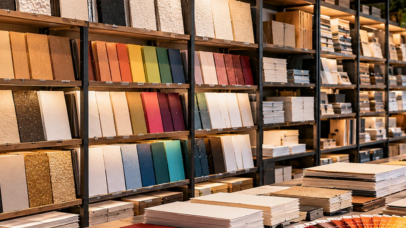 Paper stocks laid out for selection before a job is specified