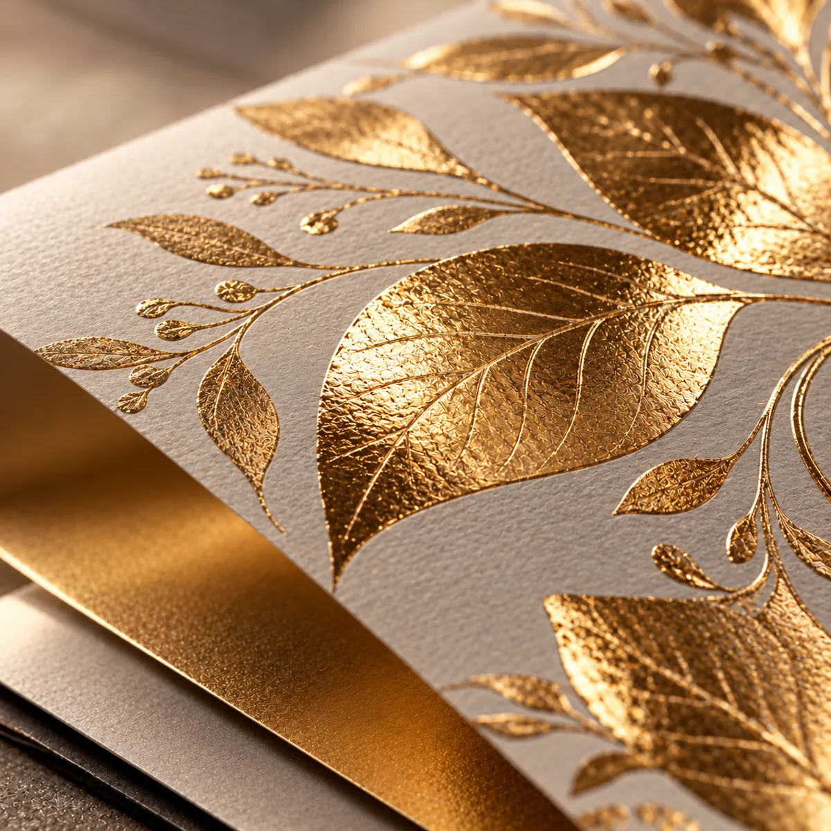 Metallic foil detailing on botanical paper