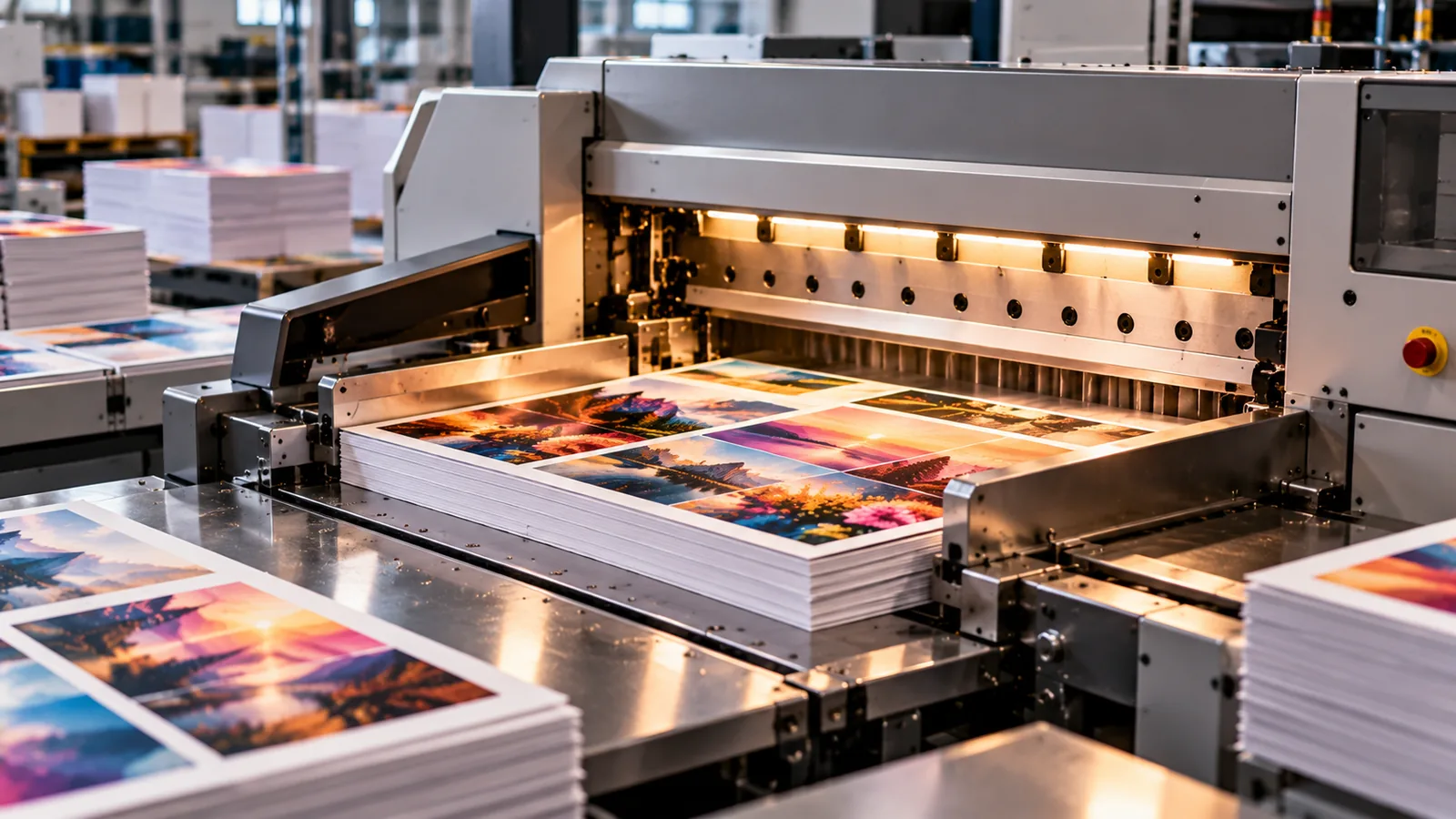 Automated finishing machine trimming printed sheets